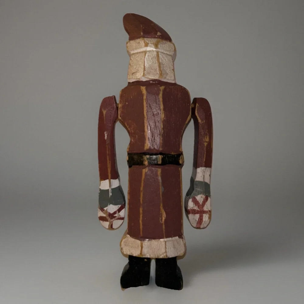 Silvestri Wood Hand-Carved Santa Ornament  w/Windmill Whirligig Moving Arms